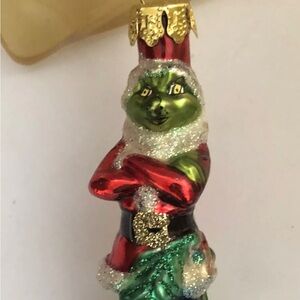 VINTAGE RARE BLOWN GLASS DR. SEUSS ENT. GRINCH ORNAMENT WITH TREE